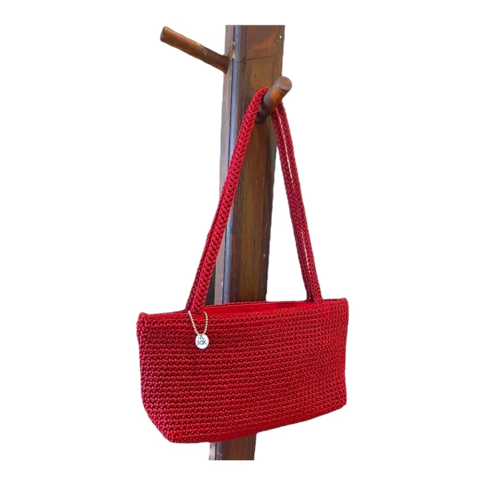 Vintage 👛 Boho Crochet purse by The Sak | Deep Red | Hand Bag | Hand Purse